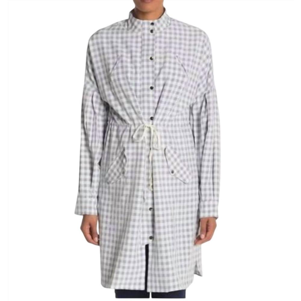 NEW ENGLISH FACTORY double duty shirt dress and jacket in grey, white
